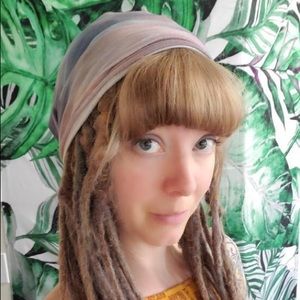 Stretchy Bandeau Headband Purple Dip Dye Handmade